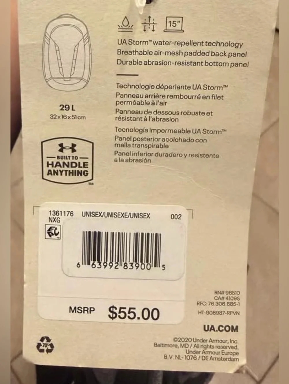 Under Armour UA Hustle 5.0 Backpack Black Graphite WaterRepelent
